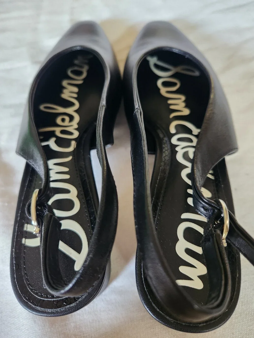 Sam Edelman Ronnie Black Leather Slingback Pointed Toe Heels Size 6 - Picture 4 of 7